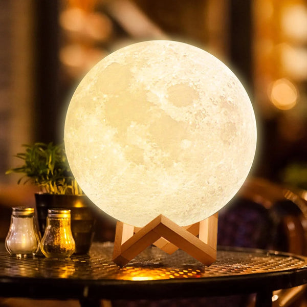 4.8Inch Moonlight Night Light for Adults Kids, 16Colors/3D Printing Moon Light Night Lamp for Kids Bedroom Decor