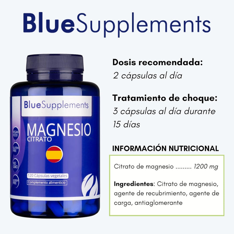 Citrato De Magnesio 400 Mg - 120 Cápsulas, 2 Meses De Tratamiento - Reduce Fatiga Física, Molestias Musculares, Estreñimiento, Ayuda a Relajar Y Reduce Migrañas Y Dolor De Cabeza