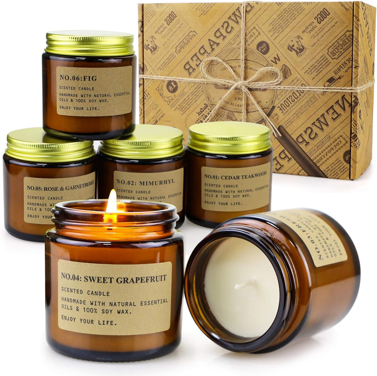 Juego De Velas Perfumadas De De Aromaterapia, 6 PCS, Velas Aromaticas De Cera De Soja, Regalos Originales Para Mujer, Adecuadas Para Dormitorio, Cumpleaños, Navidad Día De San Valentín Regalos