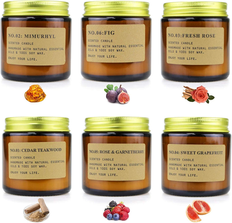Juego De Velas Perfumadas De De Aromaterapia, 6 PCS, Velas Aromaticas De Cera De Soja, Regalos Originales Para Mujer, Adecuadas Para Dormitorio, Cumpleaños, Navidad Día De San Valentín Regalos